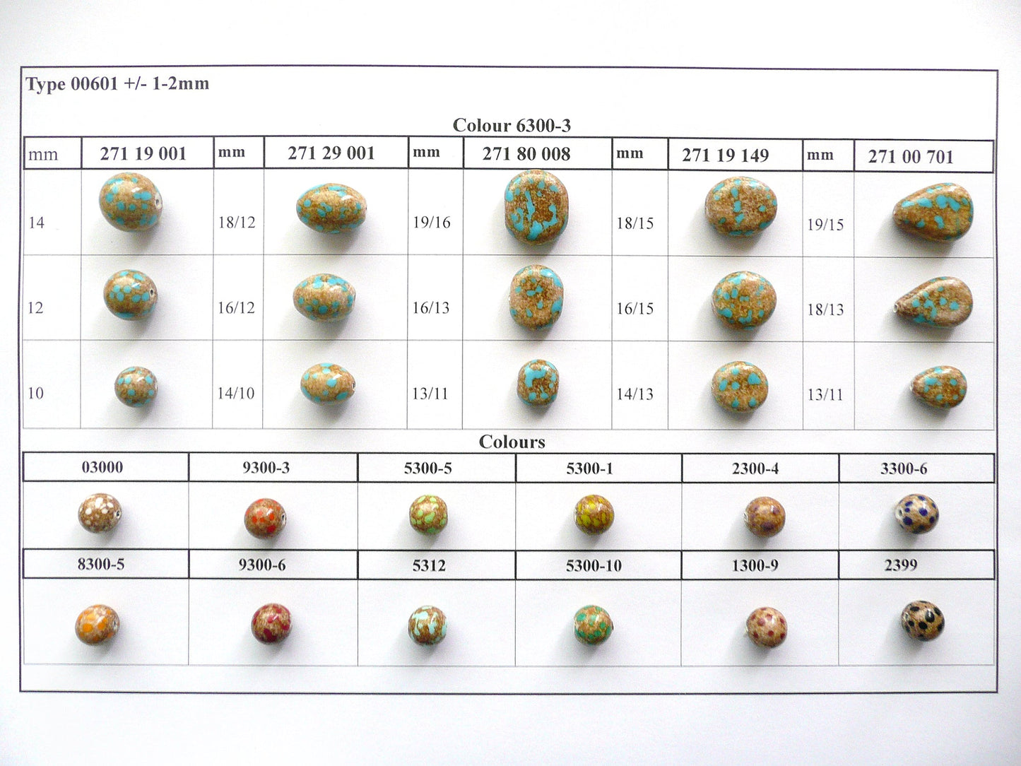 30 pcs Lampwork Beads 601 / Flat Oval (271-80-008), Handmade, Preciosa Glass, Czech Republic