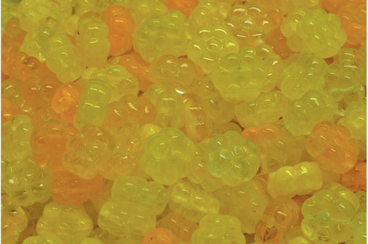 フラットフラワービーズ、クリスタルYLW ORG（00030-YLW-ORG）、ガラス、チェコ共和国