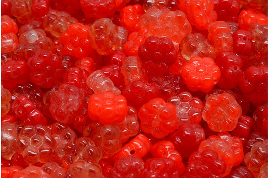 フラットフラワービーズ、クリスタルレッド（00030-RED）、ガラス、チェコ共和国