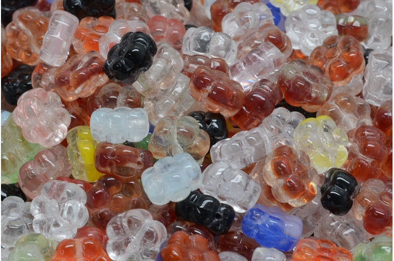 フラットフラワービーズ、クリスタルミックスカラー（00030-MIX）、ガラス、チェコ共和国