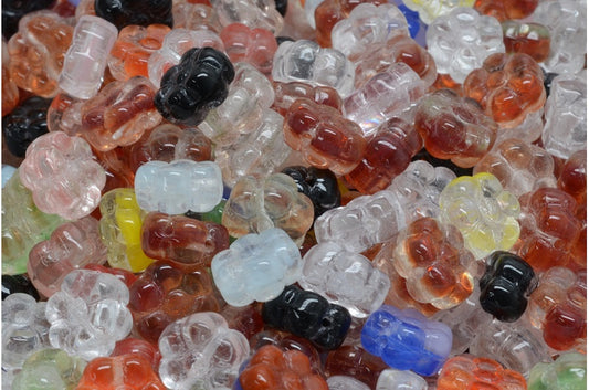 フラットフラワービーズ、クリスタルミックスカラー（00030-MIX）、ガラス、チェコ共和国