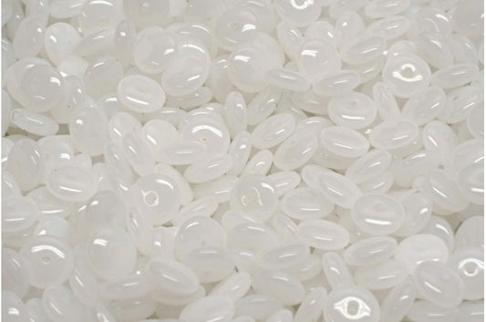 Space Disk Beads, White (02010), Glass, Czech Republic