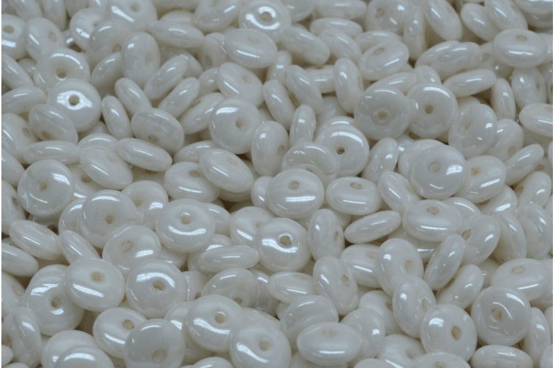 Space Disk Beads, White Hematite (02010-14400), Glass, Czech Republic