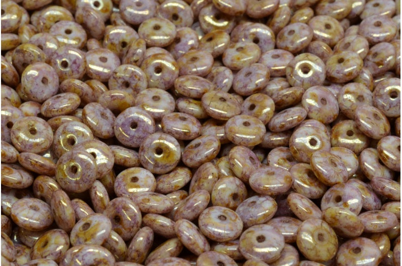 Space Disk Beads, White Senegal Violet (02010-15695), Glass, Czech Republic