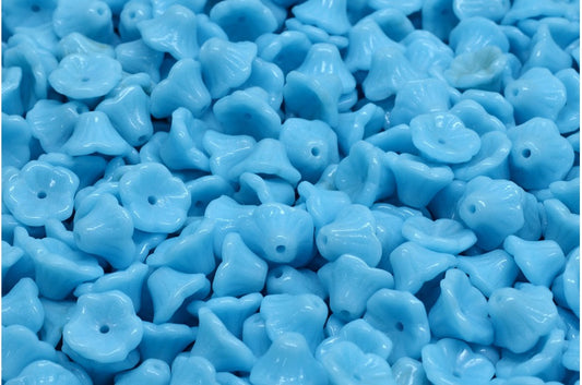 Bell Flower Cup Beads, Blue (63020), Glass, Czech Republic