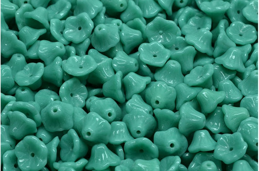 Bell Flower Cup Beads, Turquise (63140), Glass, Czech Republic