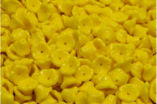 Bell Flower Cup Beads, Yellow (83120), Glass, Czech Republic