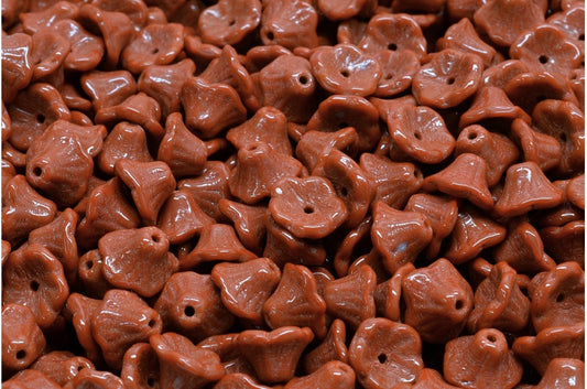 Bell Flower Cup Beads, Opaque Brown (13600), Glass, Czech Republic