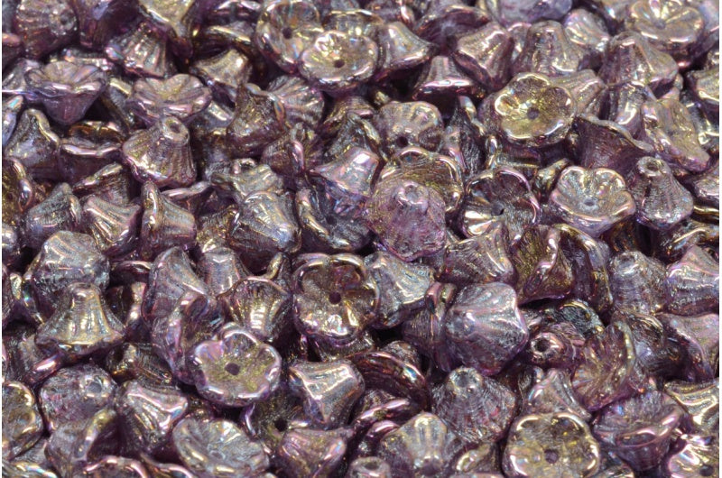 Bell Flower Cup Beads, Crystal Vega Iris (00030-15781)，玻璃，捷克共和国