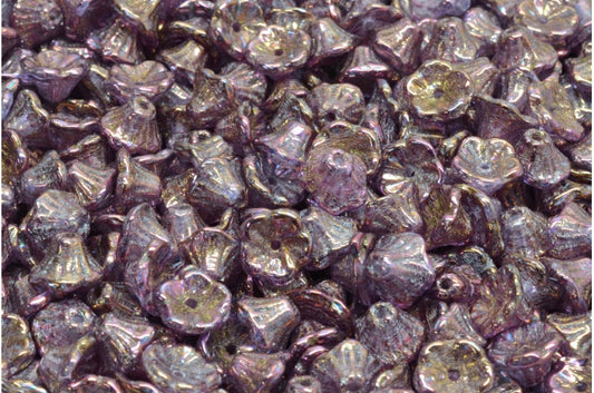 Bell Flower Cup Beads, Crystal Vega Iris (00030-15781), Glass, Czech Republic