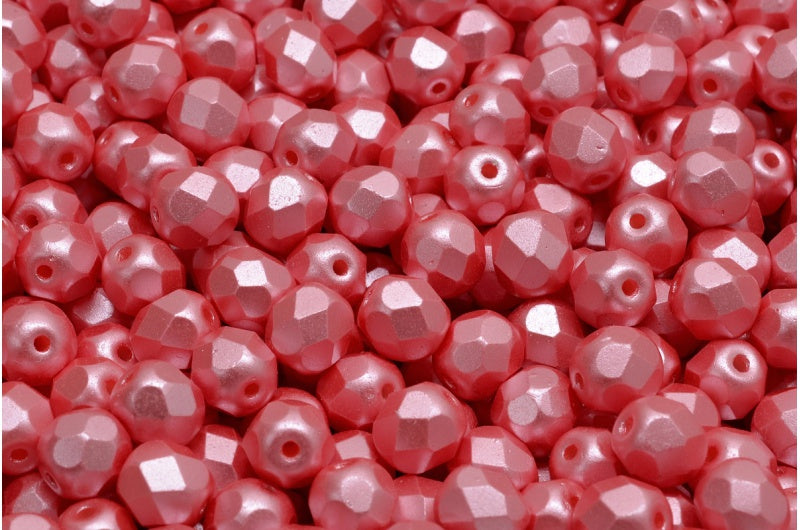 Fire Polish Faceted Round Beads 3mm, White Pink (02010-25007), Glass, Czech Republic