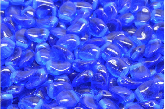 Tulip Petal Beads, Transparent Blue (30040), Glass, Czech Republic