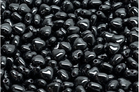 ハートビーズ、黒（23980）、ガラス、チェコ共和国