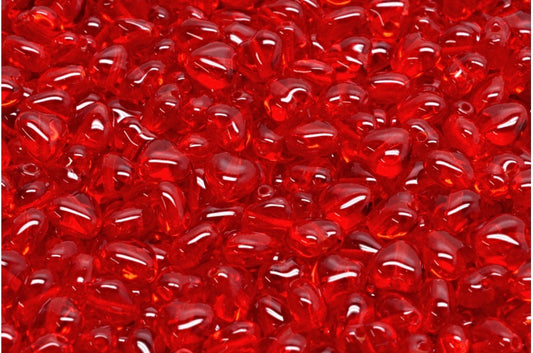 ハートビーズ、ルビーレッド（90080）、ガラス、チェコ共和国