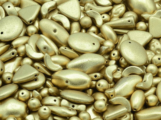 ミックスガラスビーズ、アステカペールゴールドマット、ガラス、チェコ共和国