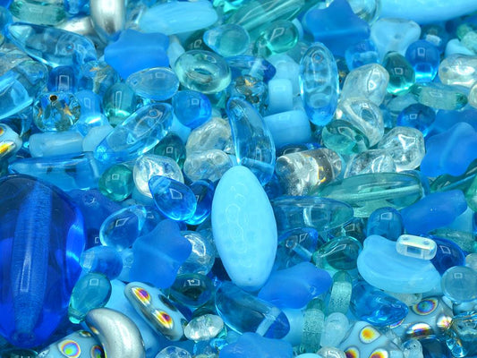Mixed Glass Beads different shapes Mix, Mixed Aqua (), Bohemia Crystal Glass, Czechia MIX