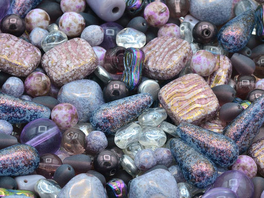 Mixed Glass Beads different shapes Mix, Purple (), Bohemia Crystal Glass, Czechia MIX