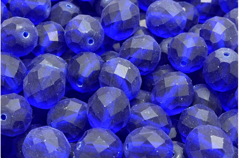 ファセット加工ビーズ ラウンド型 透明ブルーマット (30080-84100) ボヘミアクリスタルガラス チェコ共和国