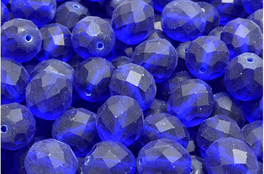 ファセット加工ビーズ ラウンド型 透明ブルーマット (30080-84100) ボヘミアクリスタルガラス チェコ共和国