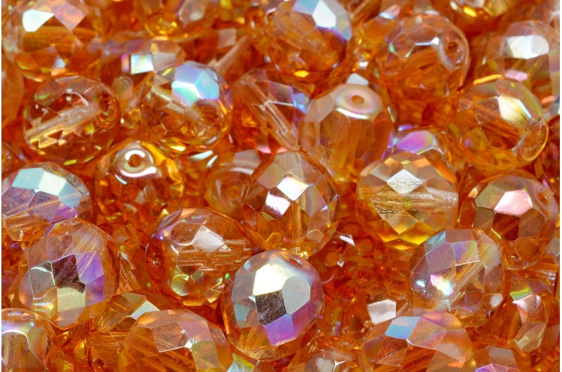 Fire Polished Faceted Beads Round, Crystal 98535 (00030-98535), Bohemia Crystal Glass, Czech Republic