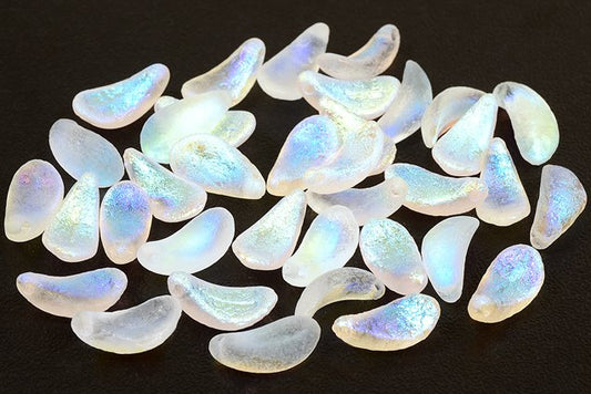 Curved Petal Beads (Leaf) 7 x 13 mm, Crystal Etched Ab (30-ETCH-28701-), Bohemia Crystal Glass, Czechia 11100011