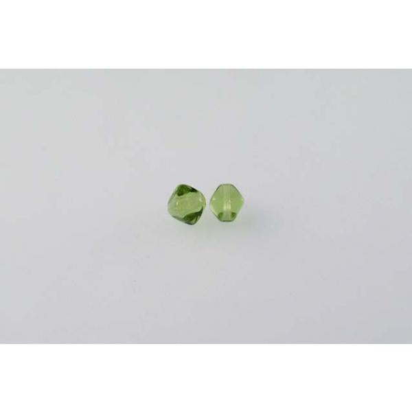 Bicone Lucern Pressed Beads 6 mm, Transparent Green (50220), Bohemia Crystal Glass, Czechia 11100066