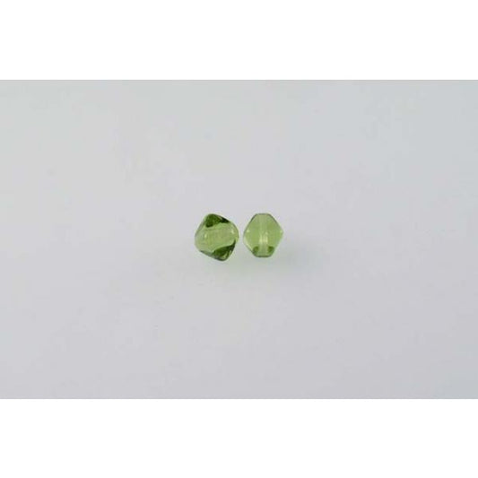 Bicone Lucern Pressed Beads 6 mm, Transparent Green (50220), Bohemia Crystal Glass, Czechia 11100066