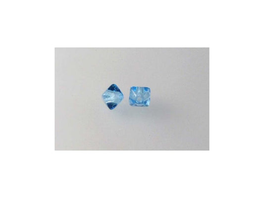 Bicone Lucern Pressed Beads Transparent Aqua Glass Czech Republic