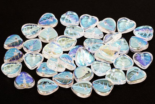 Heart Leaf Beads 9 mm, Crystal Ab (30-28701), Bohemia Crystal Glass, Czechia 11100074