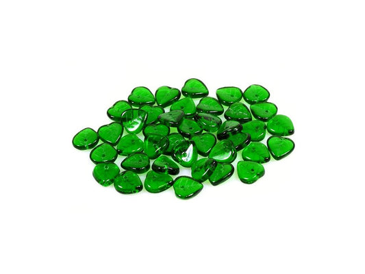 Heart Leaf Beads Transparent Green Glass Czech Republic