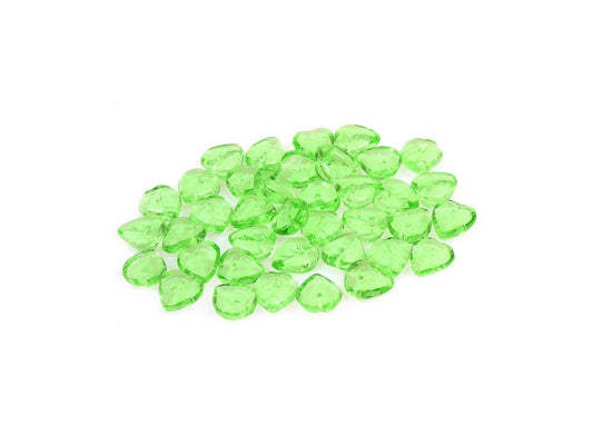 Heart Leaf Beads Transparent Green Glass Czech Republic