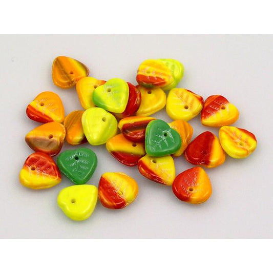 Heart Leaf Beads 9 mm, Mixed Colors Autumn 2 (), Bohemia Crystal Glass, Czechia 11100074