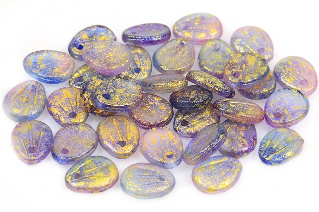 Magnolia Petal 9 x 11 mm, Blue Violet 56982 (48002-56982), Bohemia Crystal Glass, Czechia 11100075