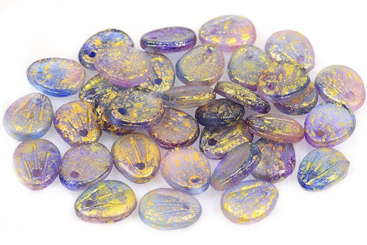 Magnolia Petal 9 x 11 mm, Blue Violet 56982 (48002-56982), Bohemia Crystal Glass, Czechia 11100075