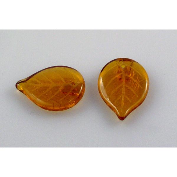 Apple Leaf Beads 18 x 13 mm, Transparent Orange (10080), Bohemia Crystal Glass, Czechia 11100076