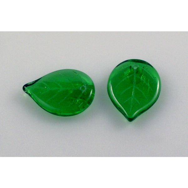 Apple Leaf Beads 18 x 13 mm, Emerald Green (50120), Bohemia Crystal Glass, Czechia 11100076