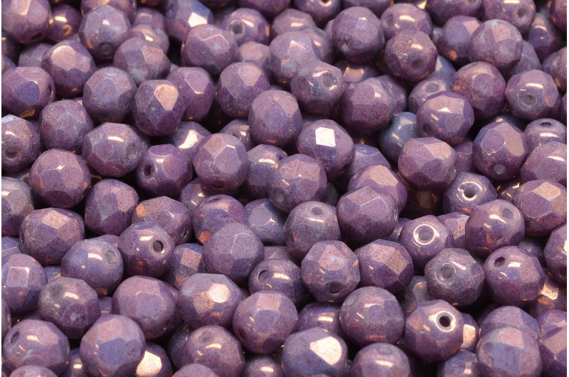 Fire Polish Faceted Round Beads 2mm, Chalk White Purple (03000-15726), Glass, Czech Republic