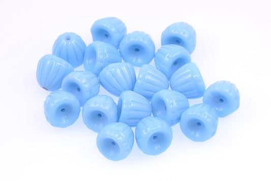 Bell Shaped Pressed Beads 8 x 9 mm, Blue (63010), Bohemia Crystal Glass, Czechia 11100080