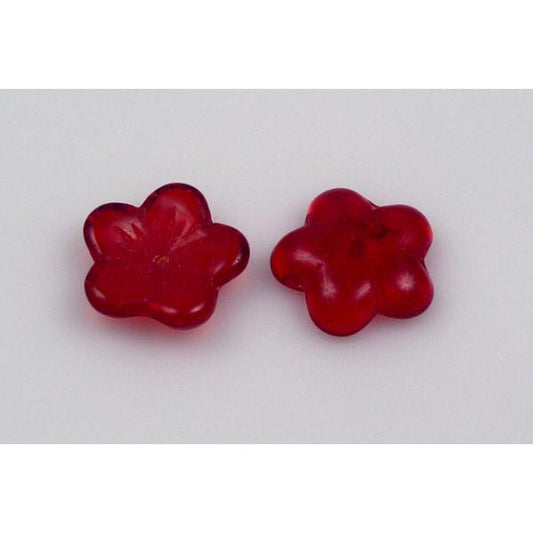Flat Cherry Flower Beads 16 mm, Ruby Red (90080), Bohemia Crystal Glass, Czechia 11100086