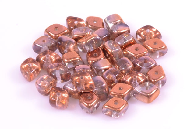 Rhombus Shaped Beads 5 x 9 mm, Crystal Rose Gold Capri (30-27101), Bohemia Crystal Glass, Czechia 11100104