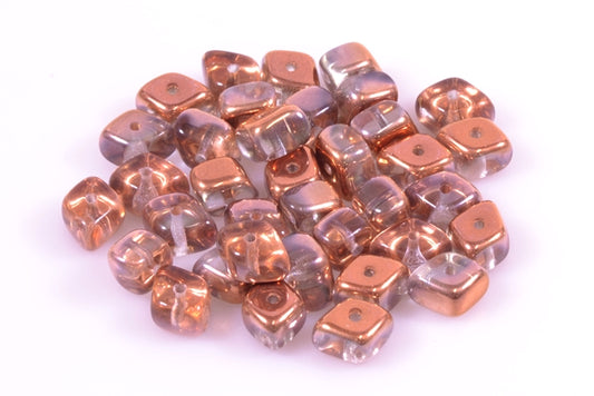 Rhombus Shaped Beads 5 x 9 mm, Crystal Rose Gold Capri (30-27101), Bohemia Crystal Glass, Czechia 11100104