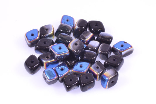 Rhombus Shaped Beads 5 x 9 mm, Black Crystal Vitrail Medium Coating (23980-28101), Bohemia Crystal Glass, Czechia 11100104