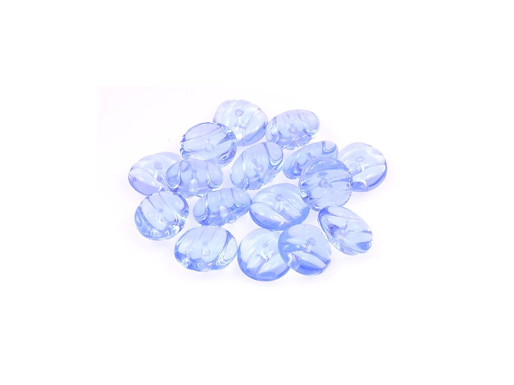 Semi Round Pressed Beads Transparent Blue Glass Czech Republic