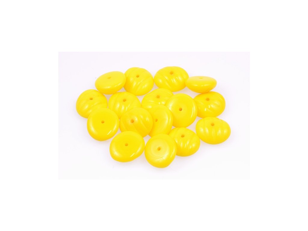 Semi Round Pressed Beads Yellow Glass Czech Republic