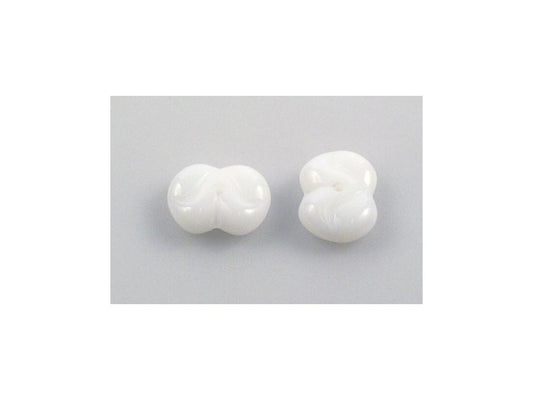 Pressed Beads Chalk White Glass Czech Republic