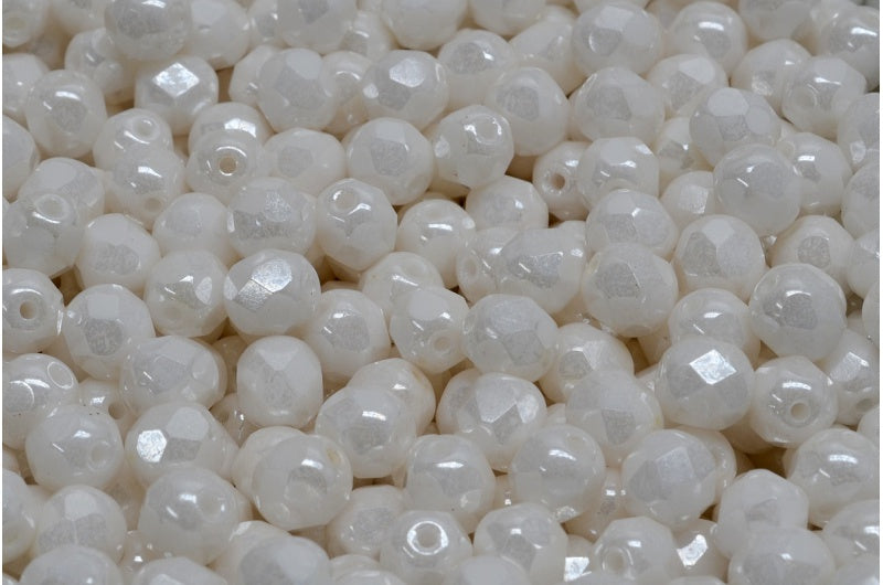 Fire Polish Faceted Round Beads 3mm, Chalk White Hematite (03000-14400), Glass, Czech Republic