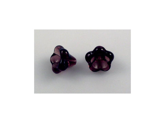 Flower Bell Beads Transparent Amethyst Glass Czech Republic