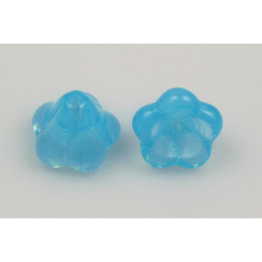 Bell Flower Beads 11 x 13 mm, Opal Aqua (61000), Bohemia Crystal Glass, Czechia 11100240