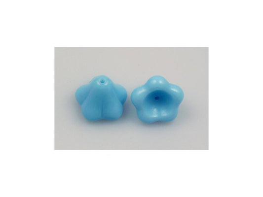 Flower Bell Beads Blue Glass Czech Republic