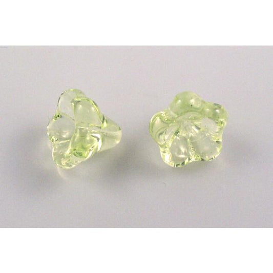Bell Flower Beads 11 x 13 mm, Transparent Yellow (80130), Bohemia Crystal Glass, Czechia 11100240